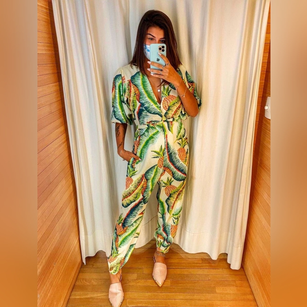 Tropical Print Jumpsuit